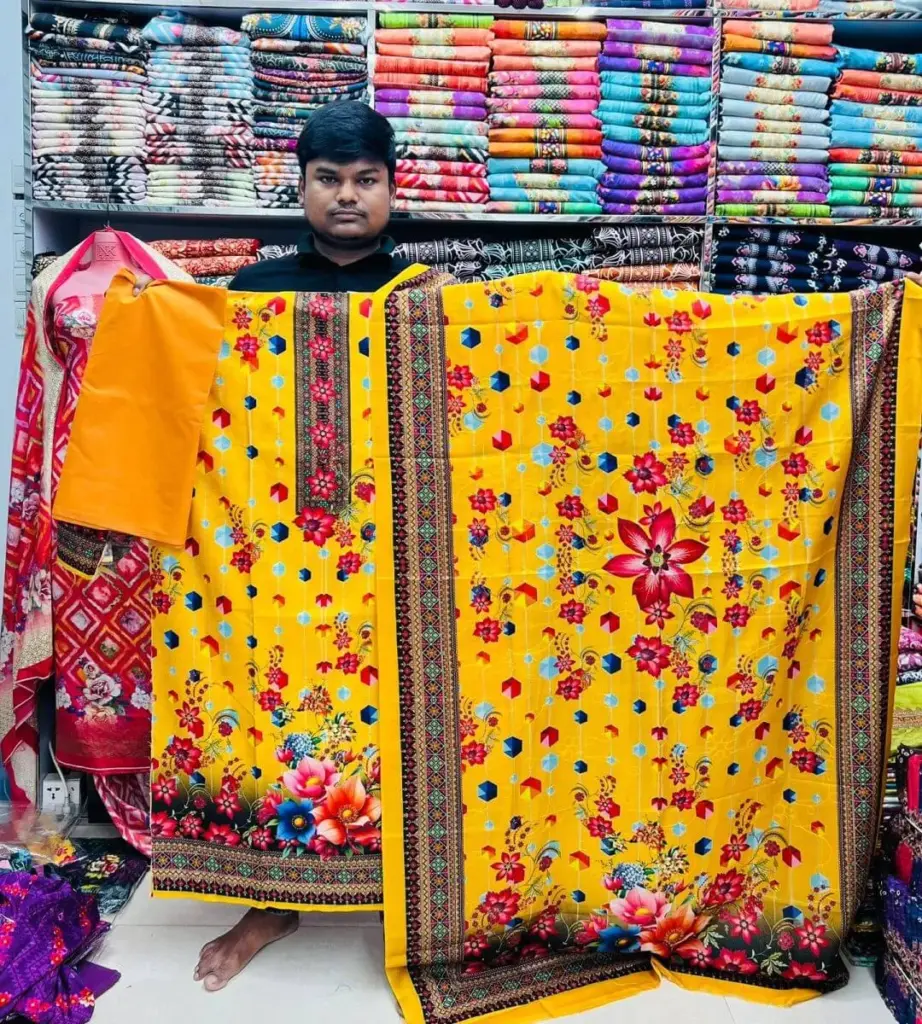 Moriom Fashion কোসেক সিকুইন আড়ি কাজ থ্রী পিস-চার সেট কম্বো 33